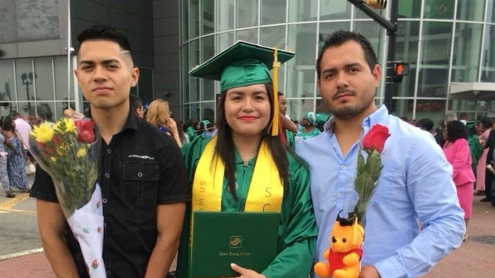 Gloria, Nestor, and Sergio at Gloria’s graduation from Essex County College in Newark in 2018 