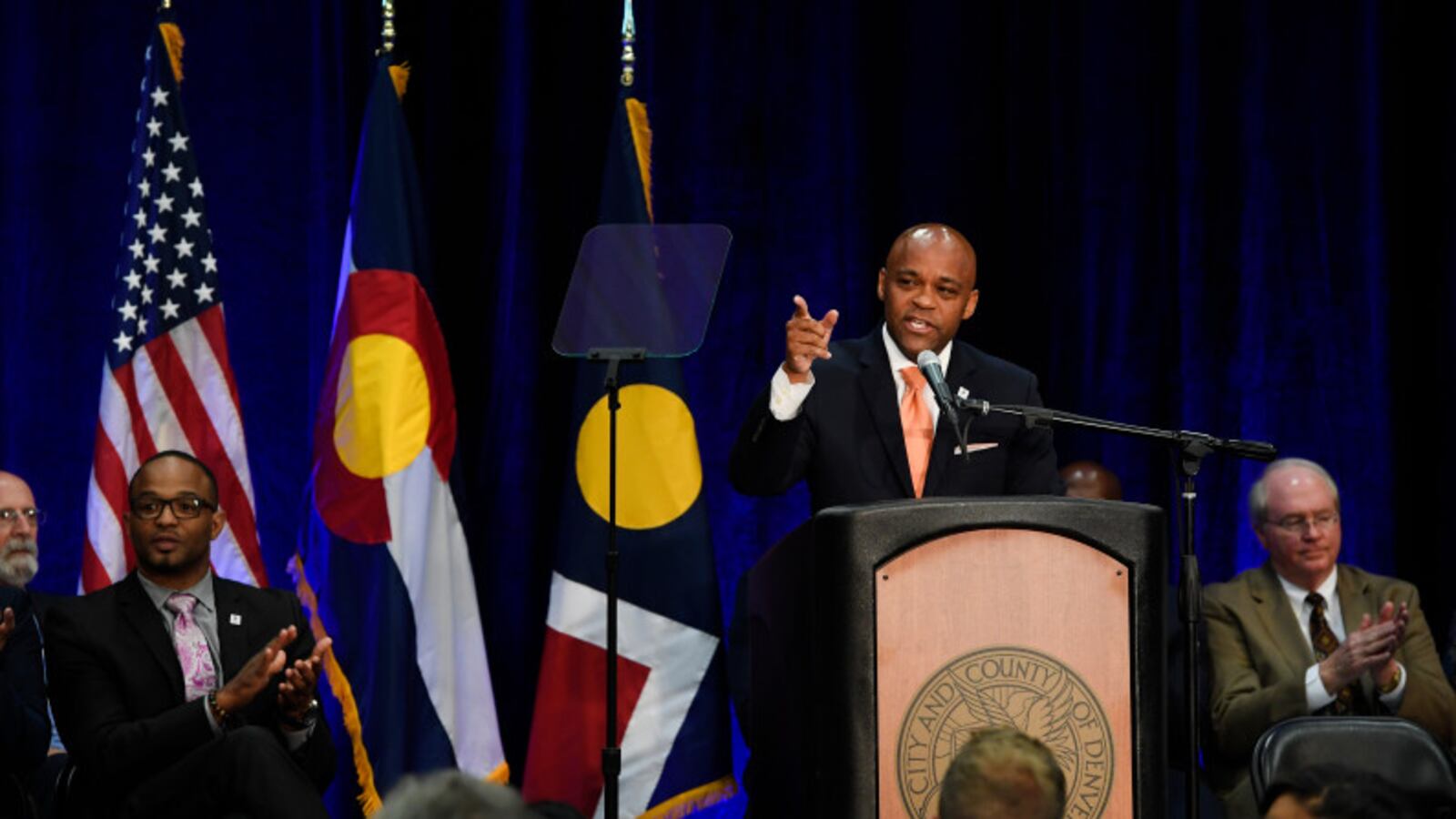 Denver Mayor Michael Hancock makes his State of the City address. (Photo by Helen H. Richardson/The Denver Post).