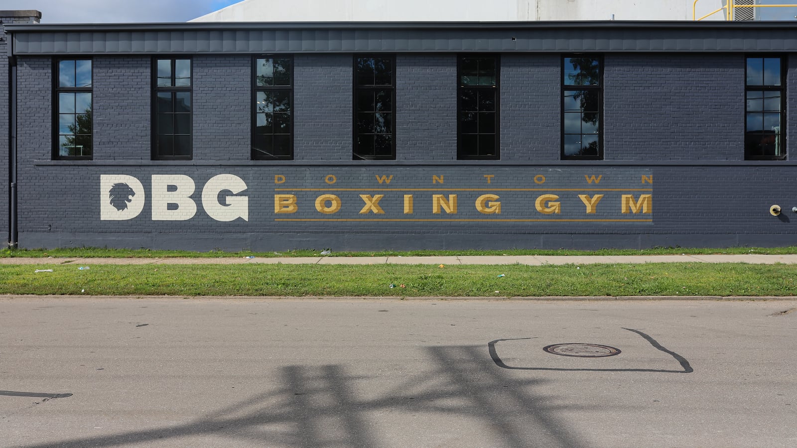 The facade of the Downtown Boxing Gym on a sunny day in Detroit, Mich.