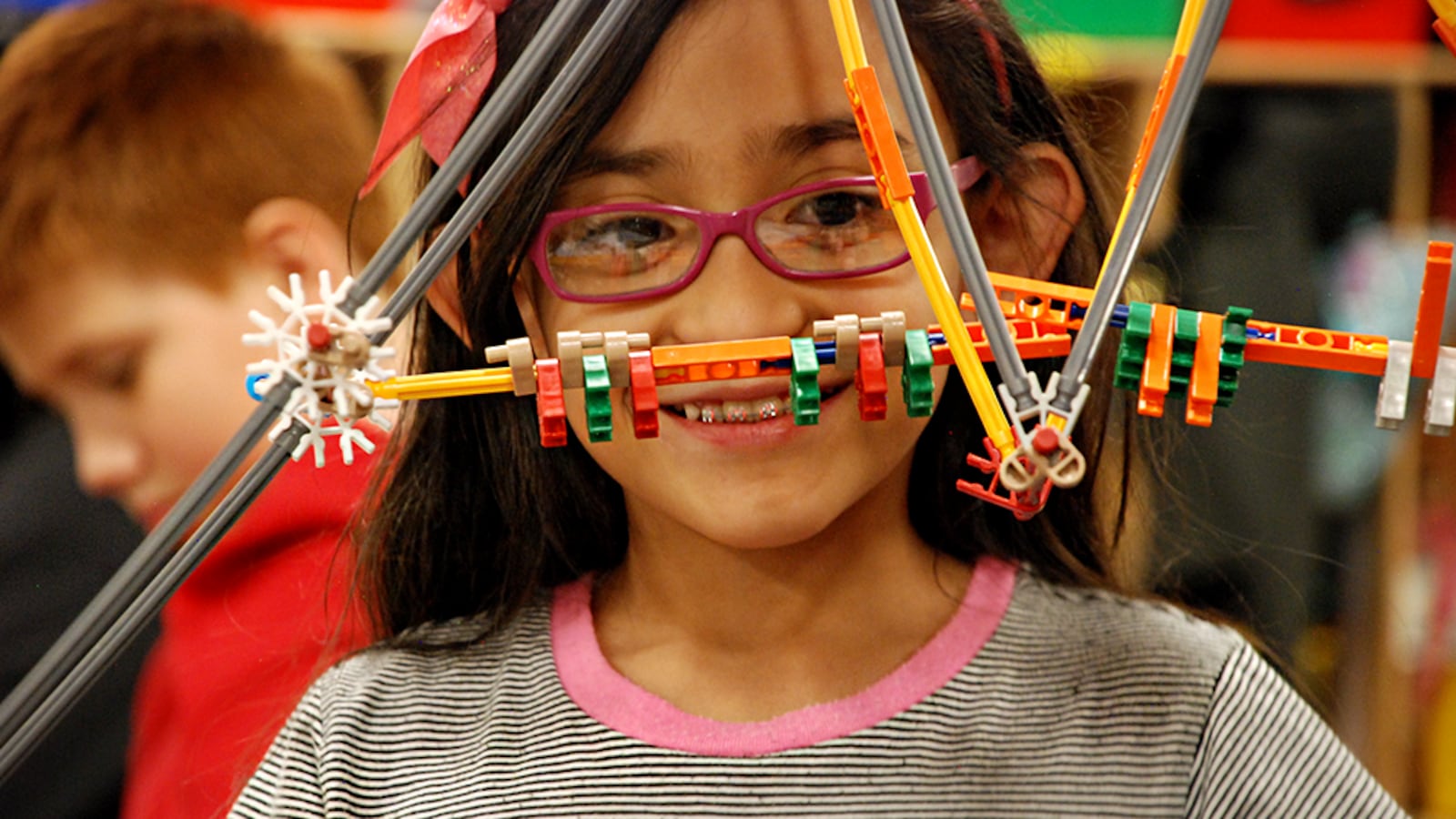 A student at Indian Peaks Elementary School works on a project in class.