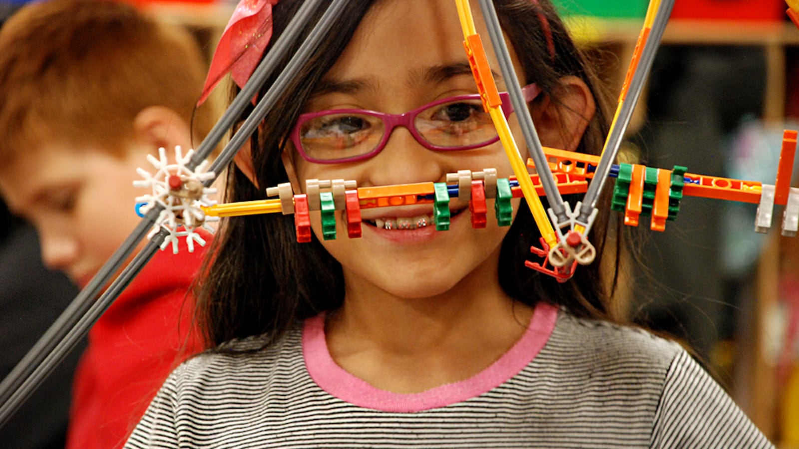 A student at Indian Peaks Elementary School works on a project in class.
