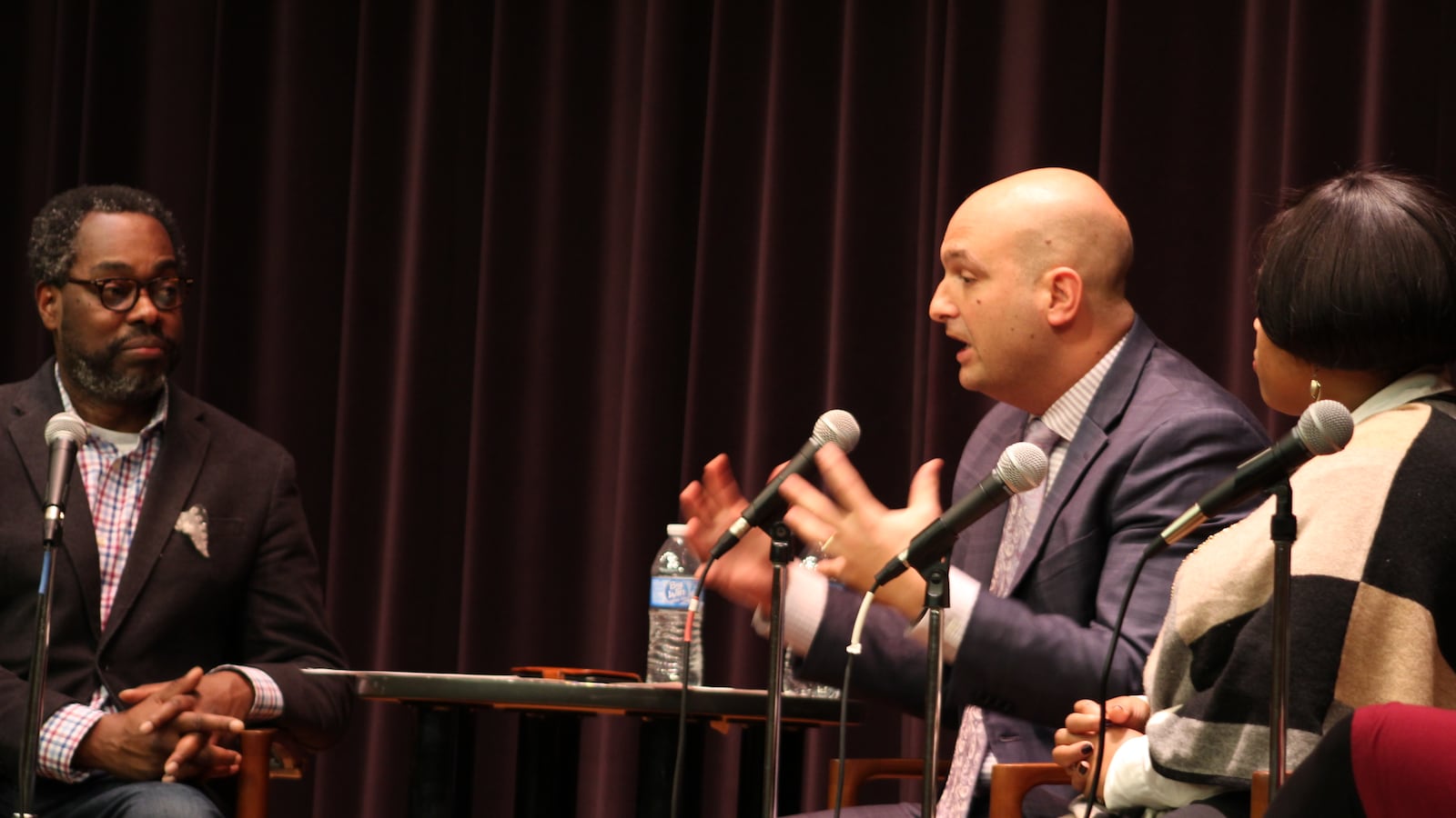 Superintendent Nikolai Vitti speaks during a forum about families that frequently switch schools in Detroit.