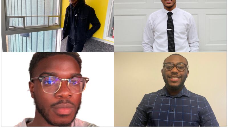 A collage of four young Black men who have been awarded a fellowship to eventually become Black teachers.