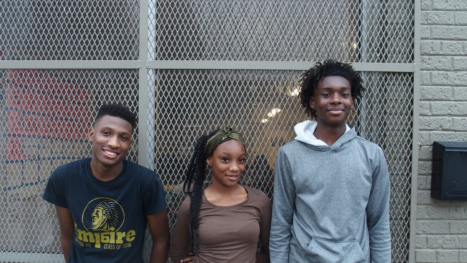 Melrose High School students (from left) Deshon Davis, Aaliyah Scott, and Jonterio Collins at RedZone Ministries in Orange Mound.