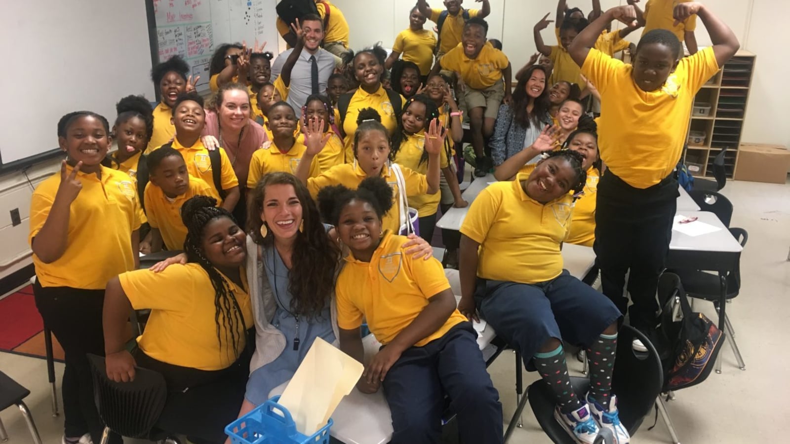 Ginny Terrell poses with her Aspire Hanley third-graders. Terrell has been teaching for four years and will move to Aspire East in the fall.