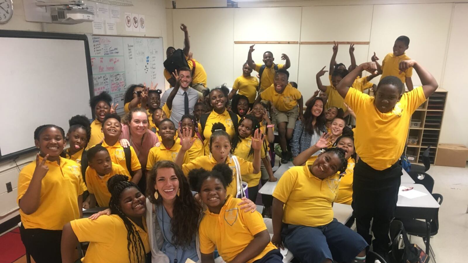 Ginny Terrell poses with her Aspire Hanley third-graders. Terrell has been teaching for four years and will move to Aspire East in the fall.