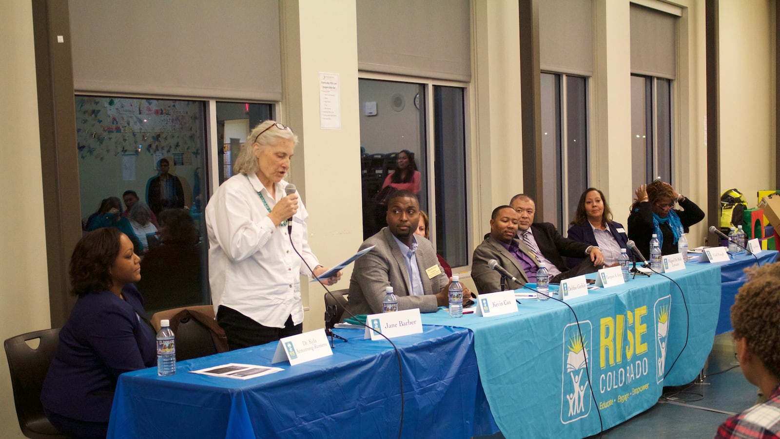 Aurora's school board candidates at a candidate forum hosted by RISE Colorado. (Photo by Yesenia Robles)