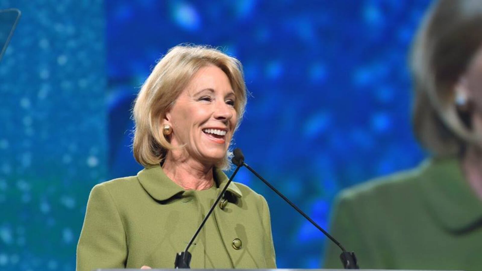 U.S. Secretary of Education Betsy DeVos speks in 2017 at a National Summit on Education Reform meeting in Nashville, Tennessee.