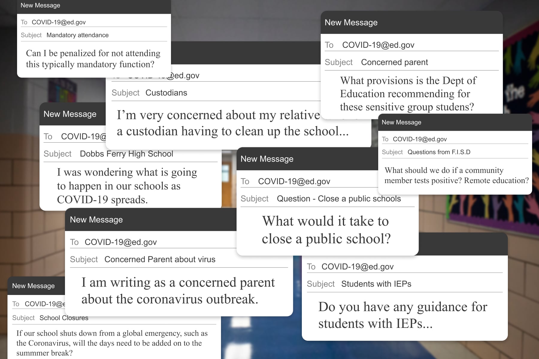 An overwhelming number of emails asking questions about school procedures surrounding the coronavirus.