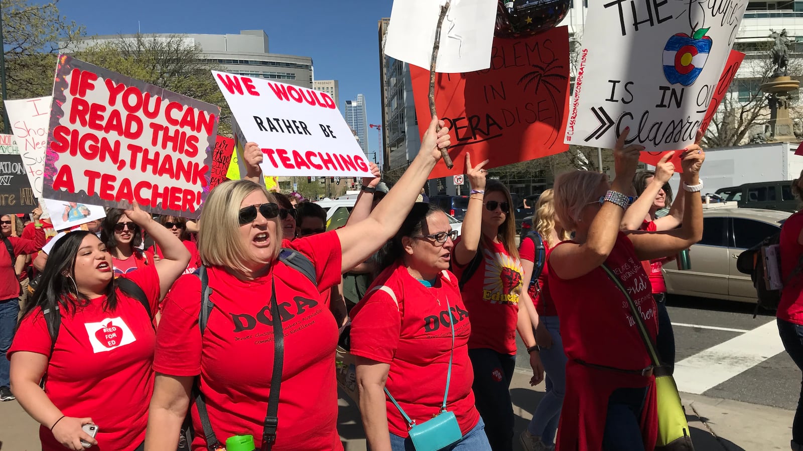 Colorado teachers, including many from Denver, rallied for more education funding on April 27, 2018.