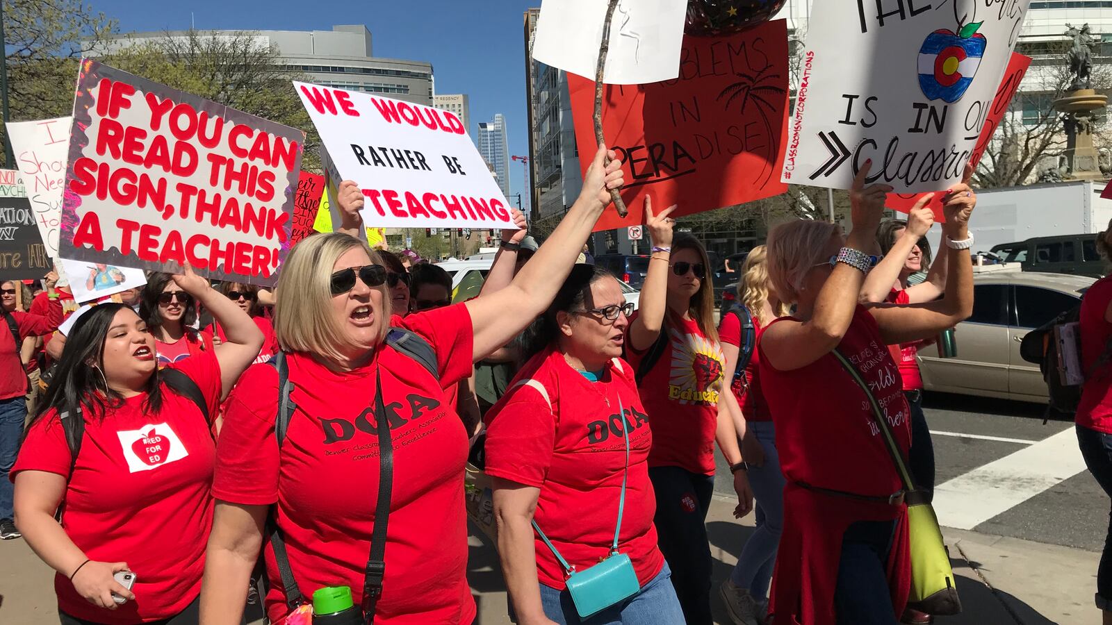 Colorado teachers, including many from Denver, rallied for more education funding on April 27, 2018.