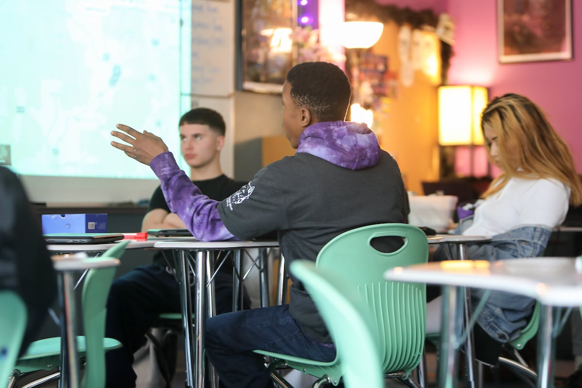 Students in Denver Public Schools sit at desks.