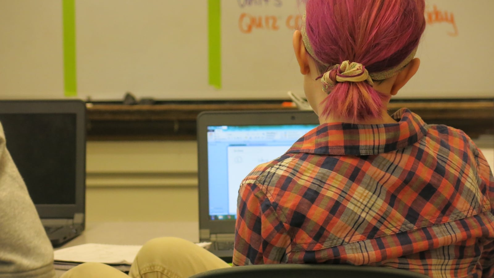 A student at DSST: Cole works on a computer.