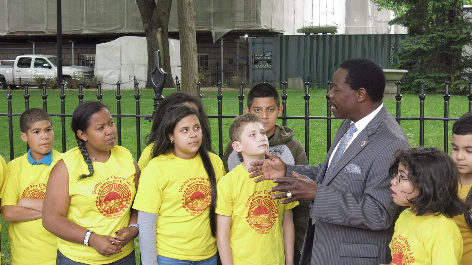 City Councilman Mathieu Eugene joined advocates and students in after-school programs on Wednesday at City Hall.