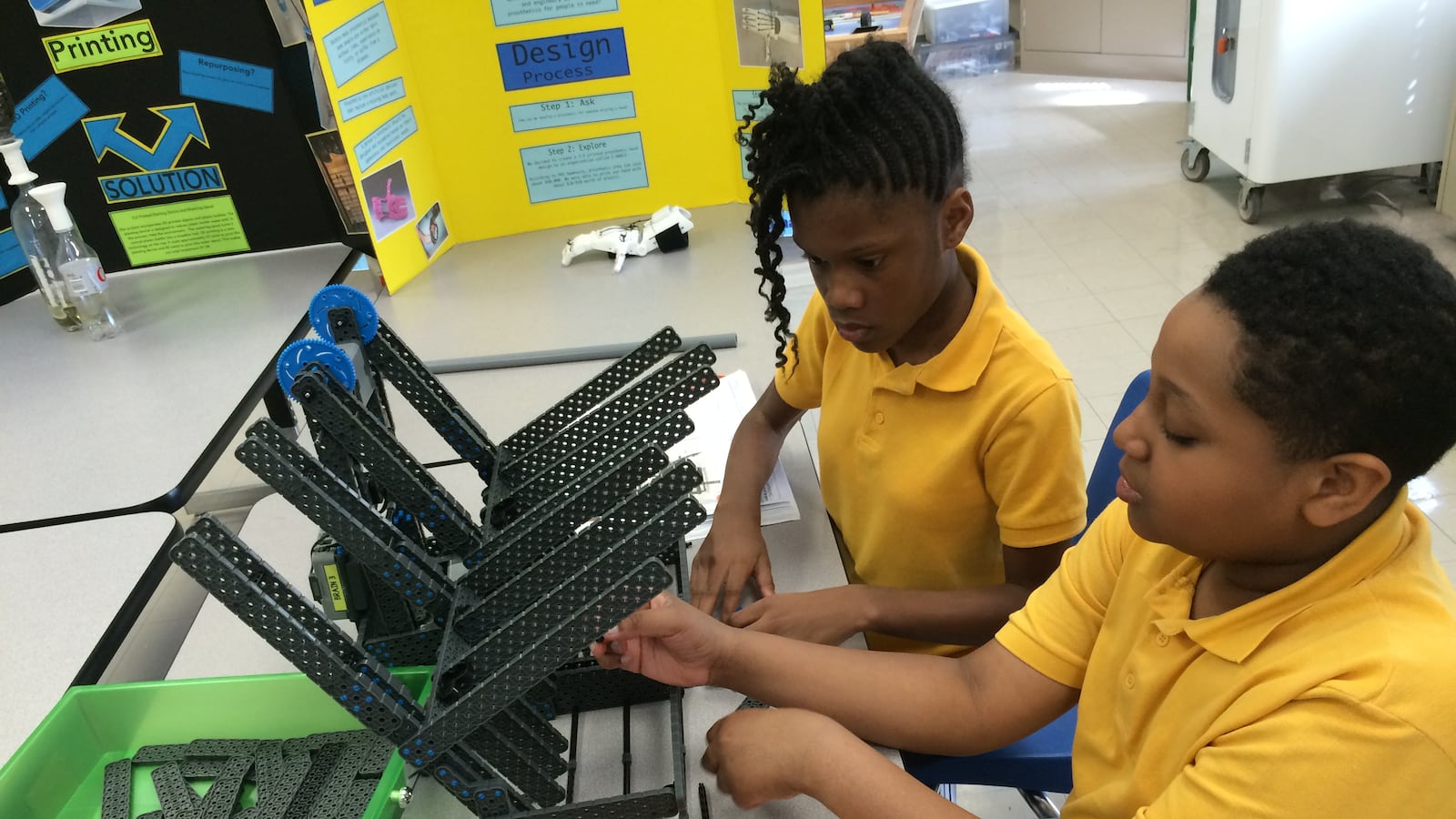 Whitehaven Elementary School students work on a robotics project. The Memphis school has moved off of the state's list of lowest-performing schools.