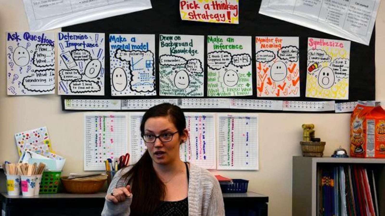 Math teacher Kelly Hutchings, in her class at Boston K-8 school in Aurora on March 3, 2015.
