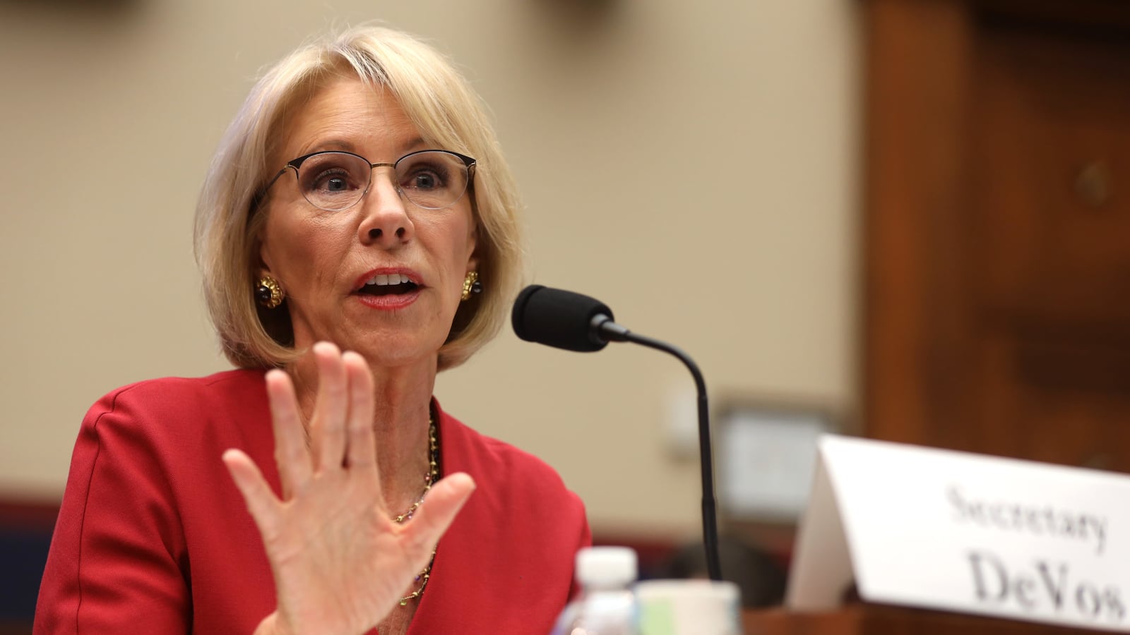 Education Secretary Betsy DeVos testifies during a Senate hearing in December 2019.