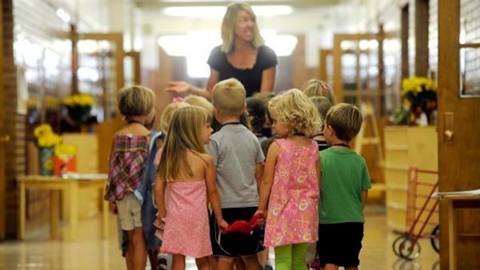 Students at Denver's Steck Elementary on the first day of school in 2011.