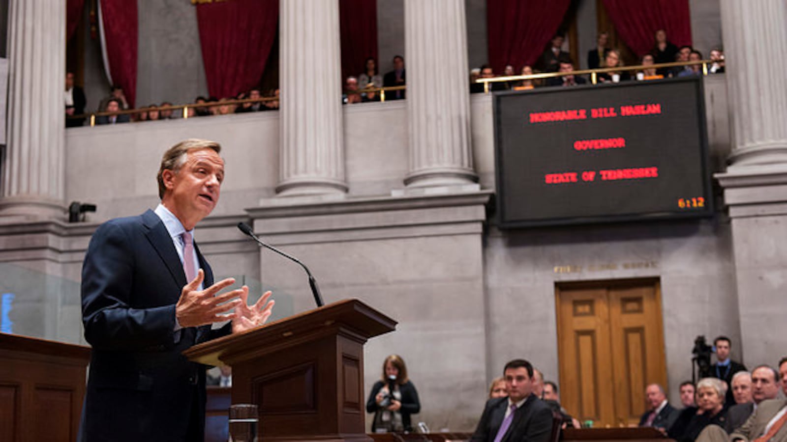 Gov. Bill Haslam addresses lawmakers Feb. 2 during a special session of the Tennessee General Assembly. The governor delivered his State of the State address on Feb. 9.