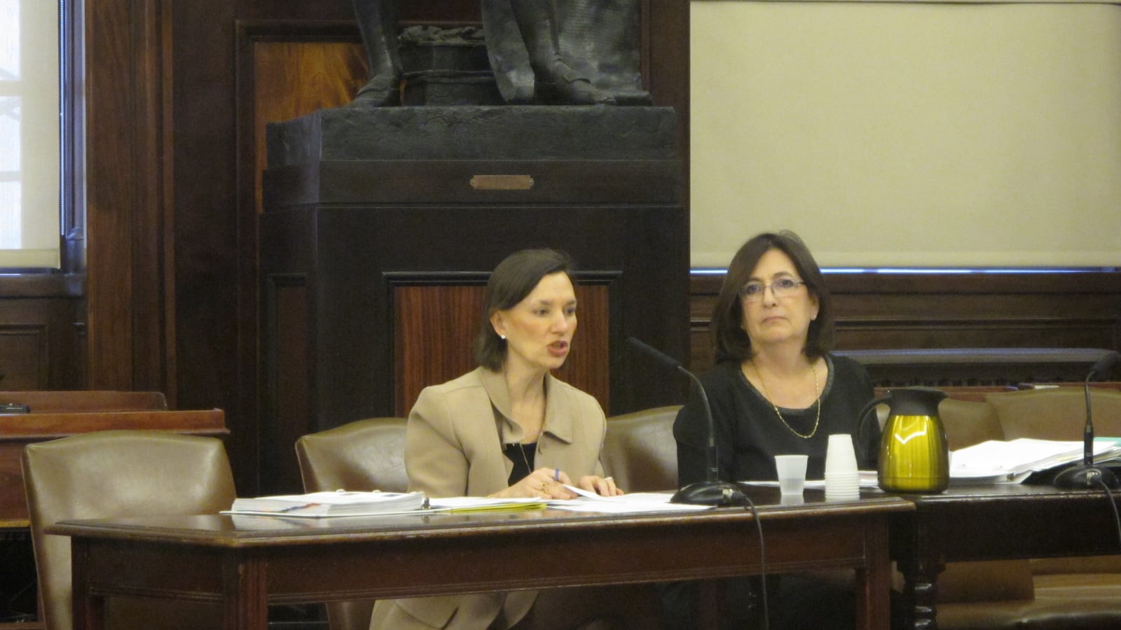 Acting Deputy Chancellor for Operations Elizabeth Rose and School Construction Authority CEO Lorraine Grillo testify at a City Council Education Committee hearing on school space.