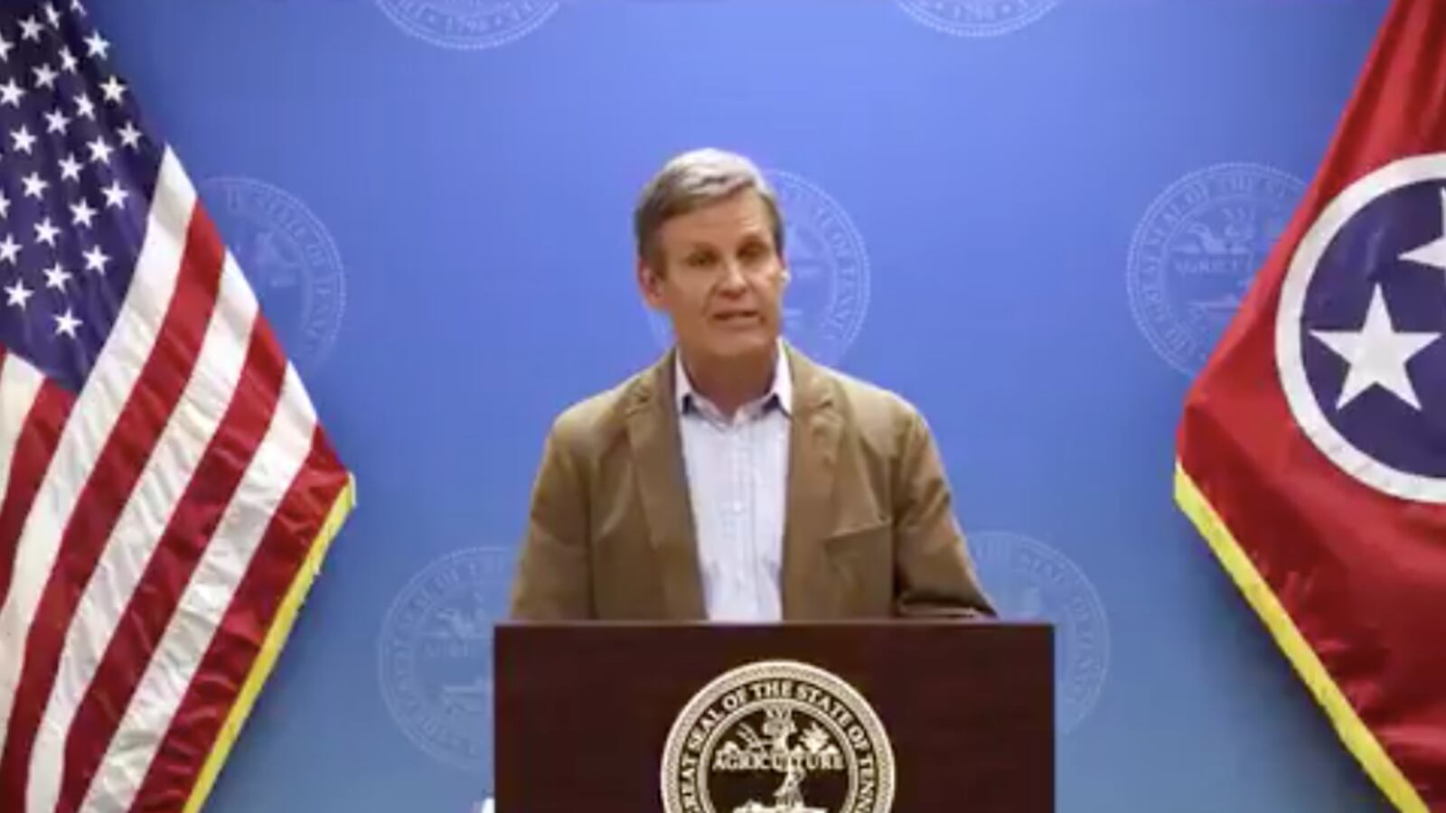 Gov. Bill Lee conducts his daily press briefing on Tennessee's response to the coronavirus pandemic.