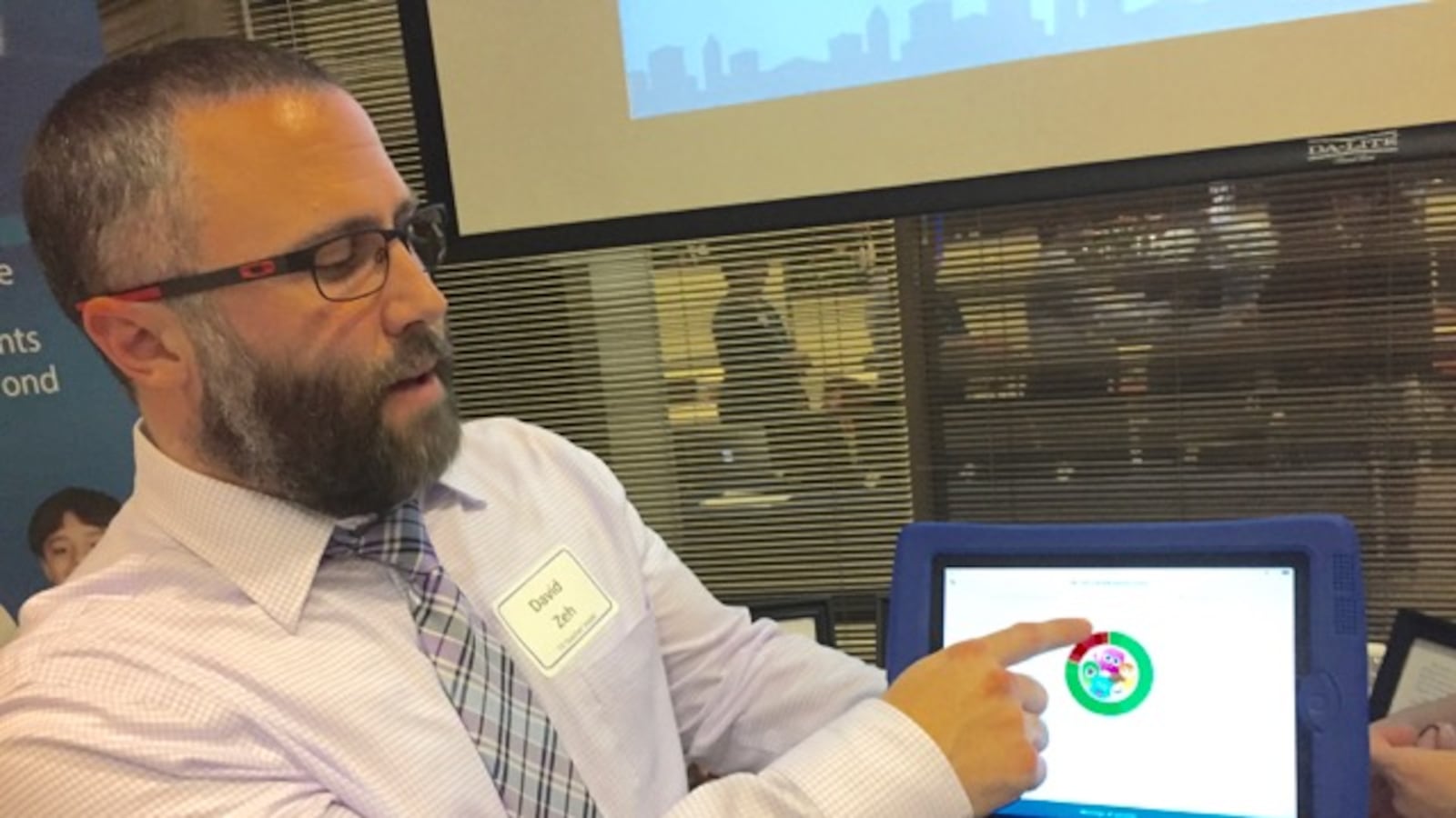 David Zeh, a kindergarten teacher at School 44, shows how he uses data to track student behavior in his class.