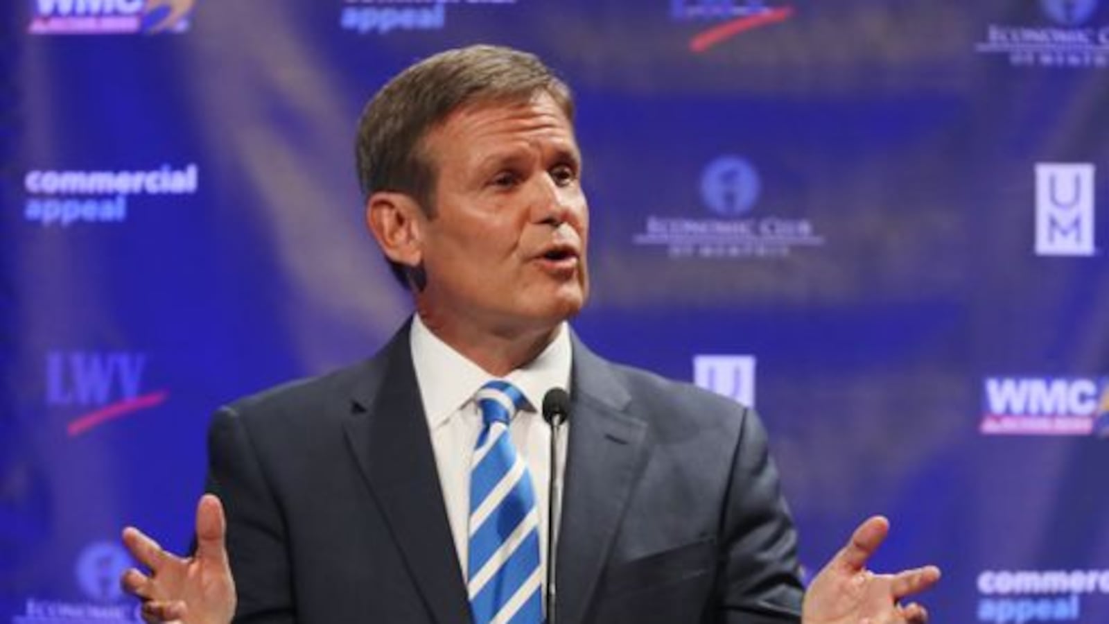 Republican Bill Lee speaks during an Oct. 3 gubernatorial debate in Memphis on the road to becoming Tennessee's next governor.