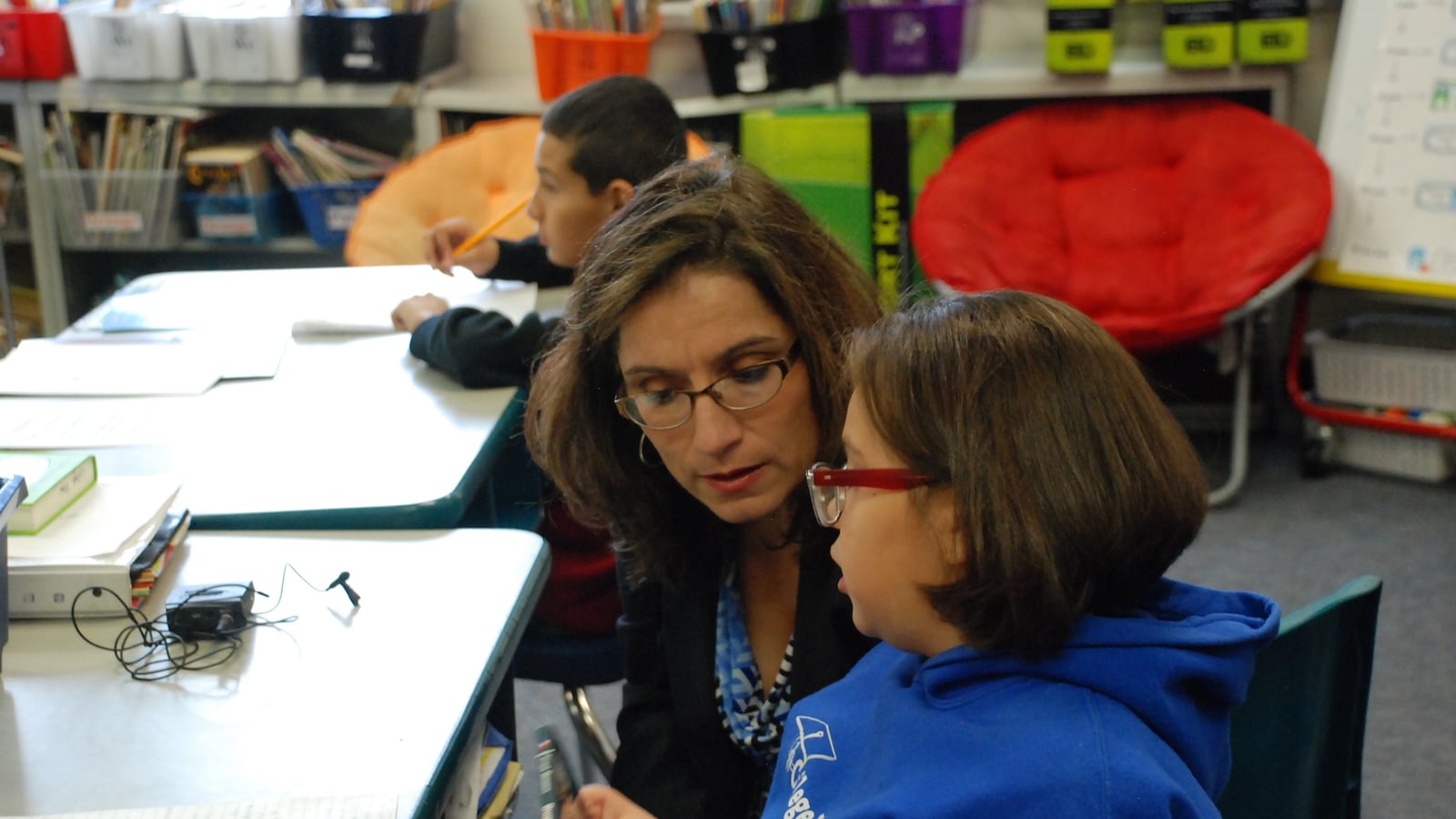 Susana Cordova visits a classroom at College View Elementary School in 2016.