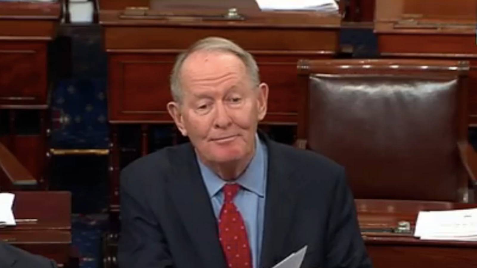 U.S. Sen. Lamar Alexander of Tennessee speaks to the U.S. Senate just minutes before the vote that confirmed the nomination of Betsy DeVos as U.S. secretary of education.