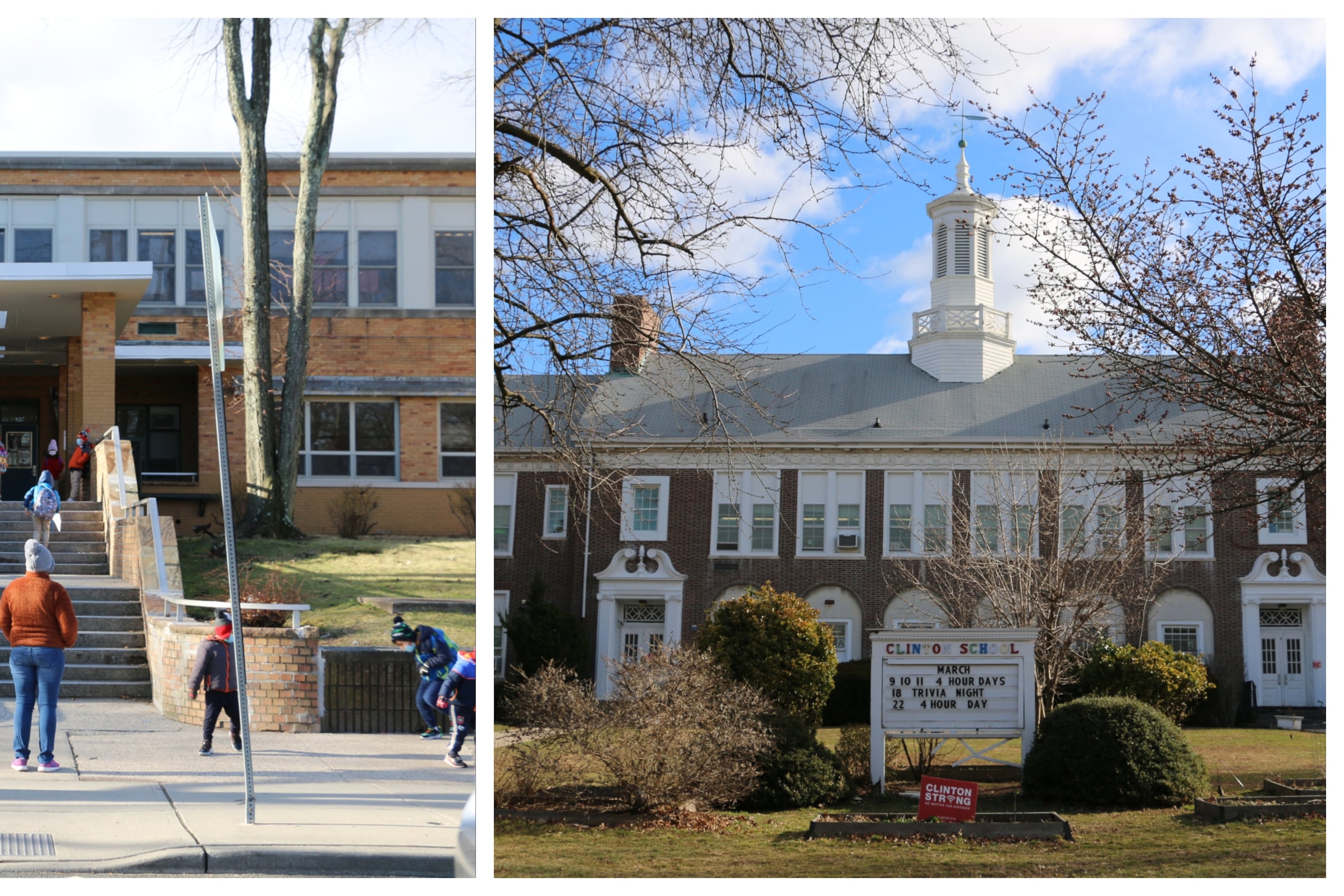 Side-by-side photos of Mount Vernon School in Newark and Clinton Elementary School in Maplewood