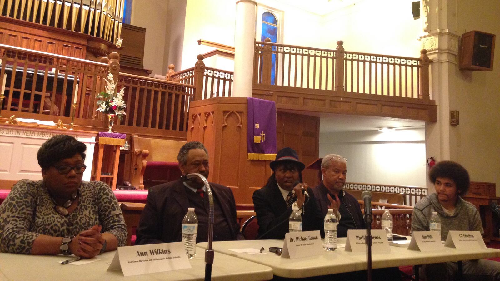 A small crowd gathered for an NAACP forum on school safety in Indianapolis Public Schools Tuesday.