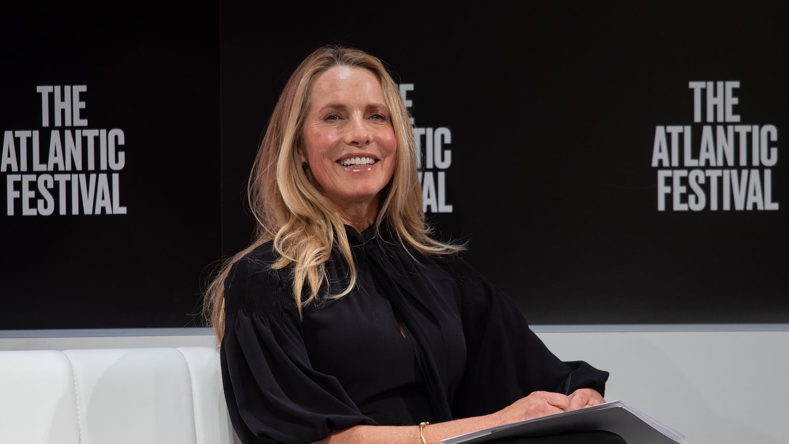 Laurene Powell Jobs, widow of Apple founder Steve Jobs, interviews Disney CEO Bob Iger at the Atlantic Festival in Washington, DC, on September 25, 2019.