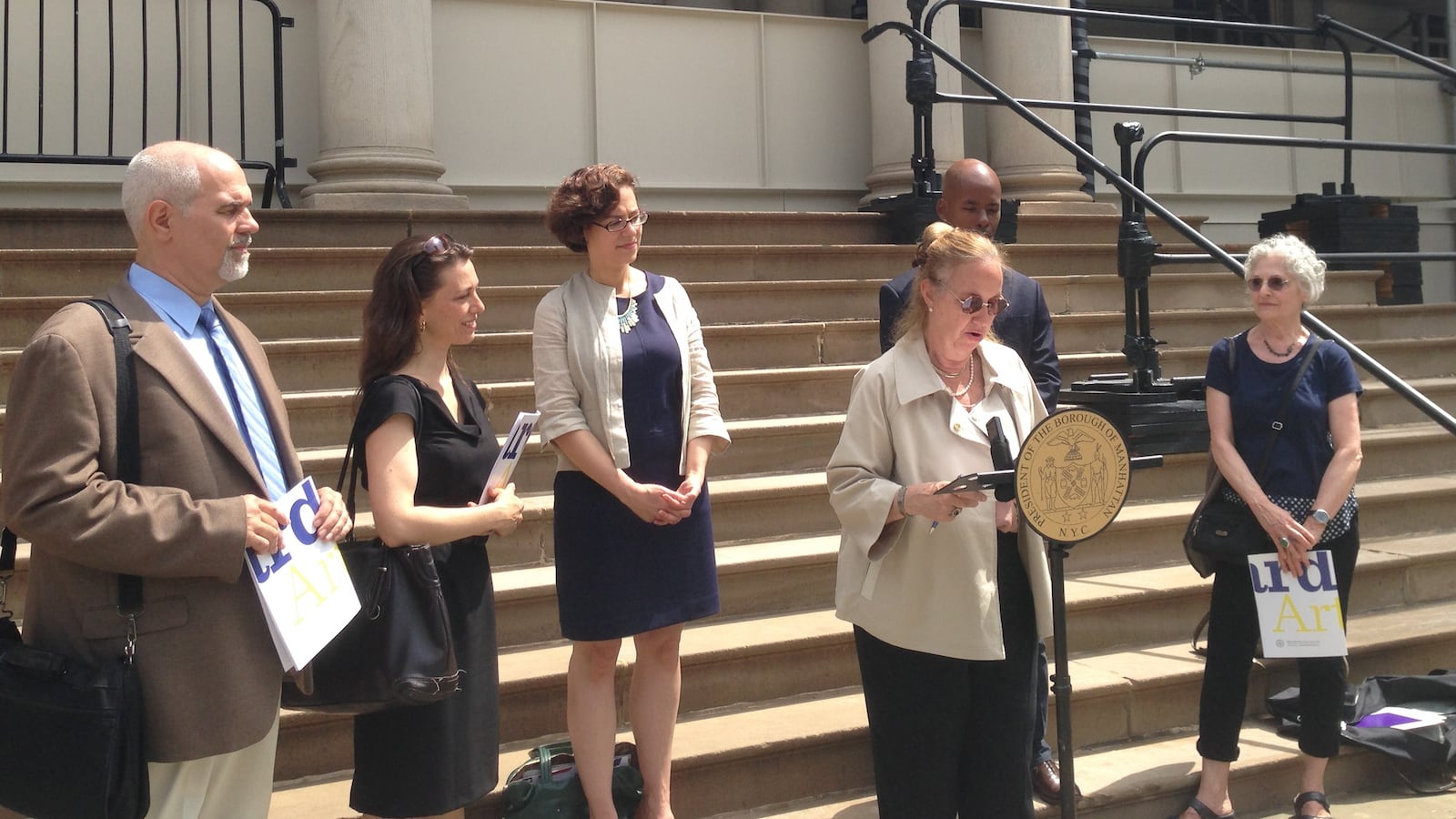 Manhattan Borough President Gale Brewer said some of the city's arts funding will go toward co-located schools.