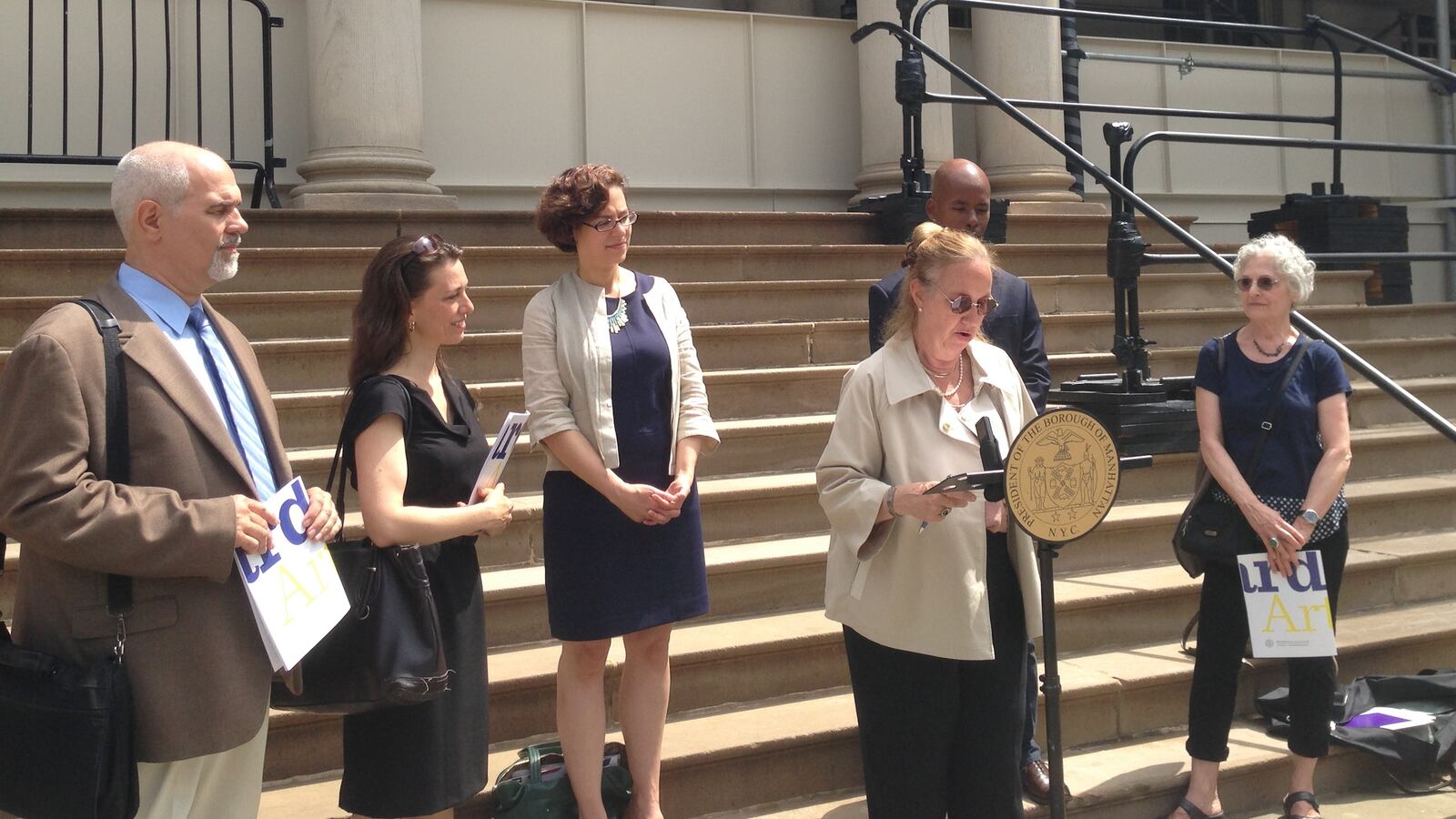 Manhattan Borough President Gale Brewer said some of the city's arts funding will go toward co-located schools.