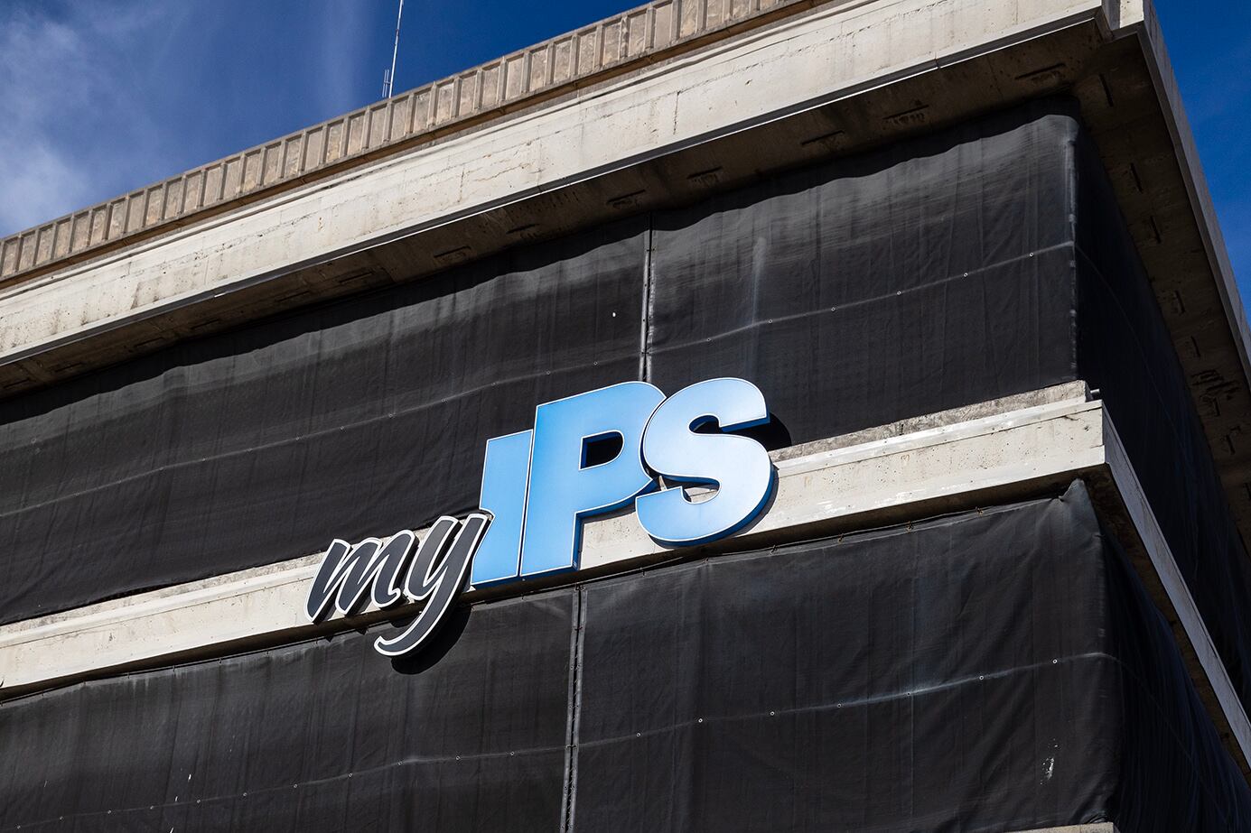 Side of a building with the words "my IPS"