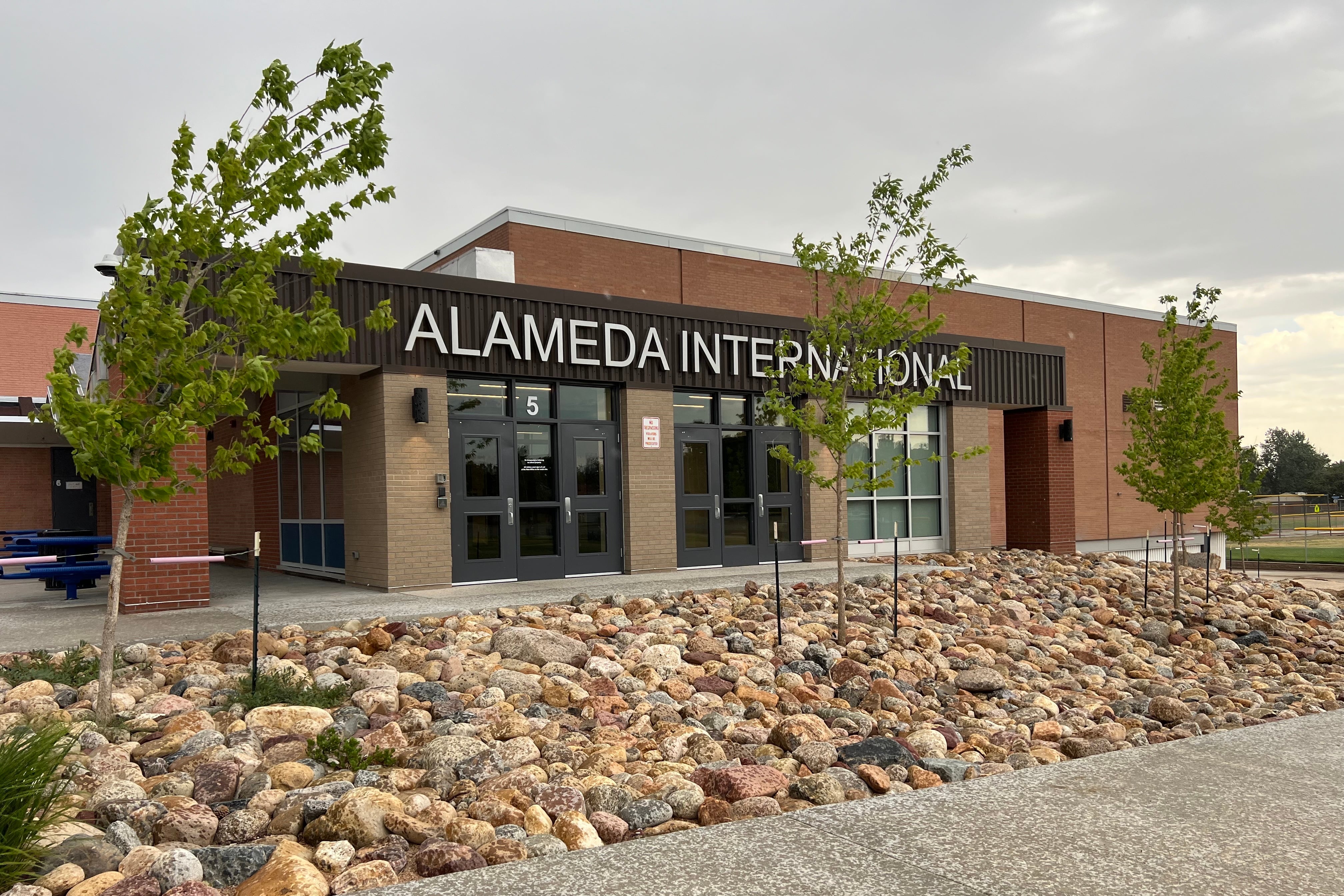 The front entrance to a school building.