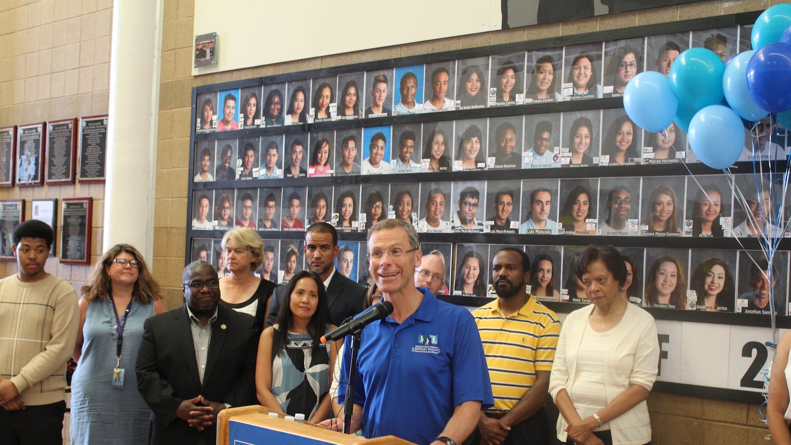 Superintendent Tom Boasberg at a press conference announcing new graduation numbers.