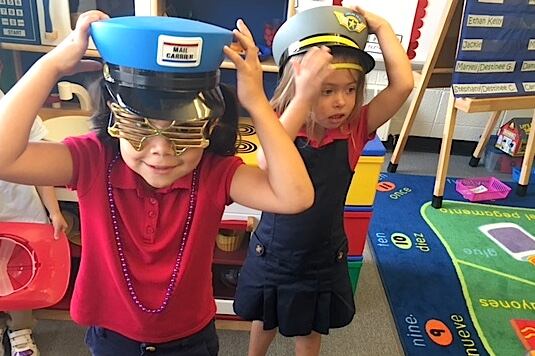 Preschoolers play dress-up on a recent morning at Fairview Elementary in the Westminster school district.