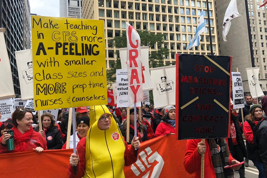 CTU members rallied in downtown Chicago on the first afternoon of their October 2019 strike.
