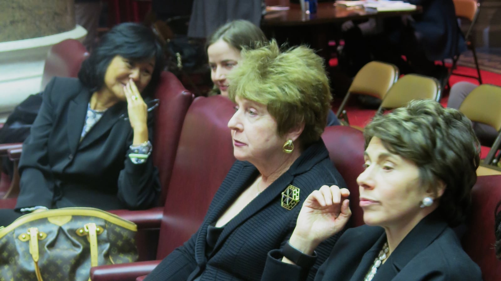 From right, Board of Regents Chancellor Merryl Tisch, Kathleen Cashin and Judith Chin in March.