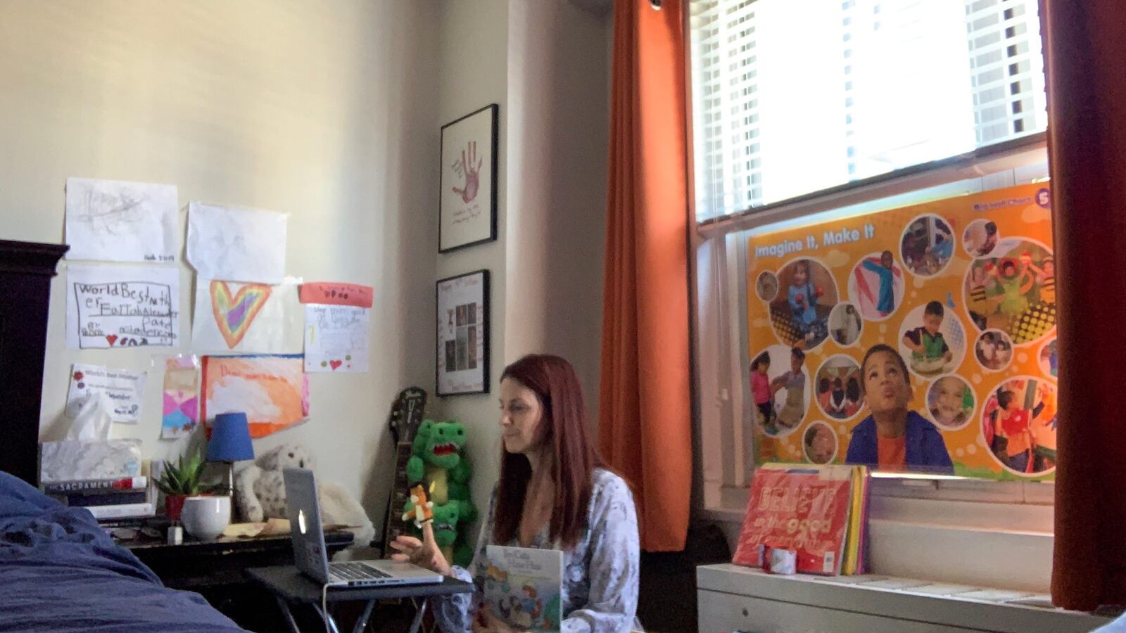 Farrah Alexander has turned a corner of her bedroom into a replica of her pre-K classroom.