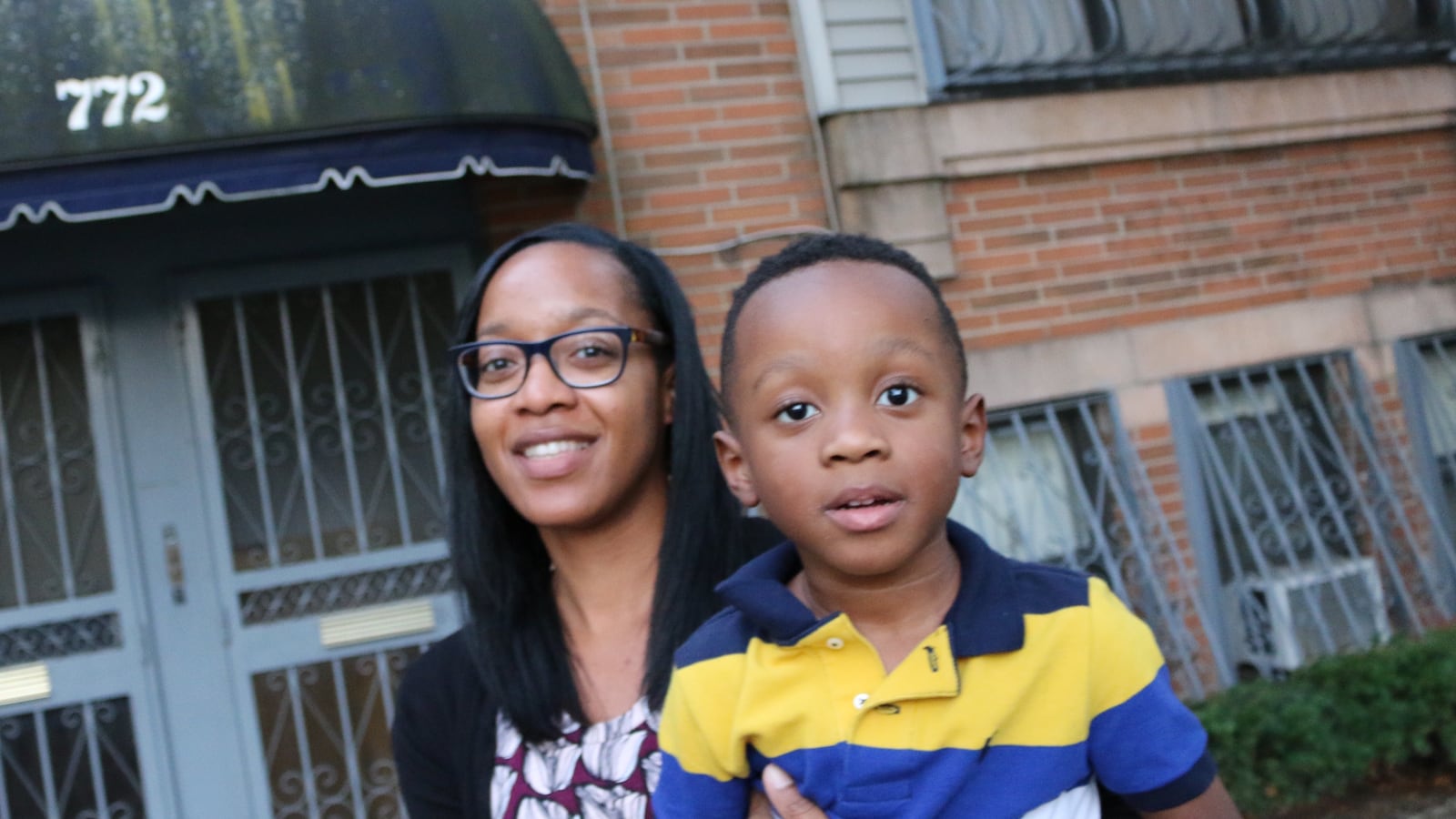 Shavon Gilliam with her son, Mikel, outside their Bronx home.