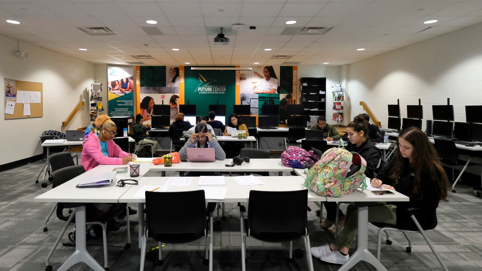 Students in a classroom at Crispus Attucks High School.