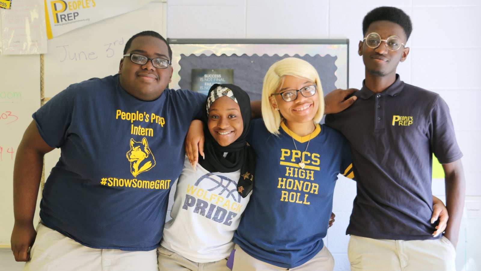 People's Prep seniors: Jeremiah Roberts, Mariama Sillah, Zianejah Sales, and Derek Bioh.