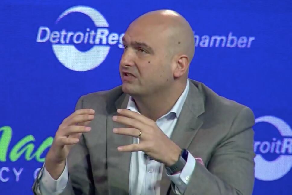 Detroit schools superintendent Nikolai Vitti speaking at the Mackinac Policy Conference on May 31, 2018.