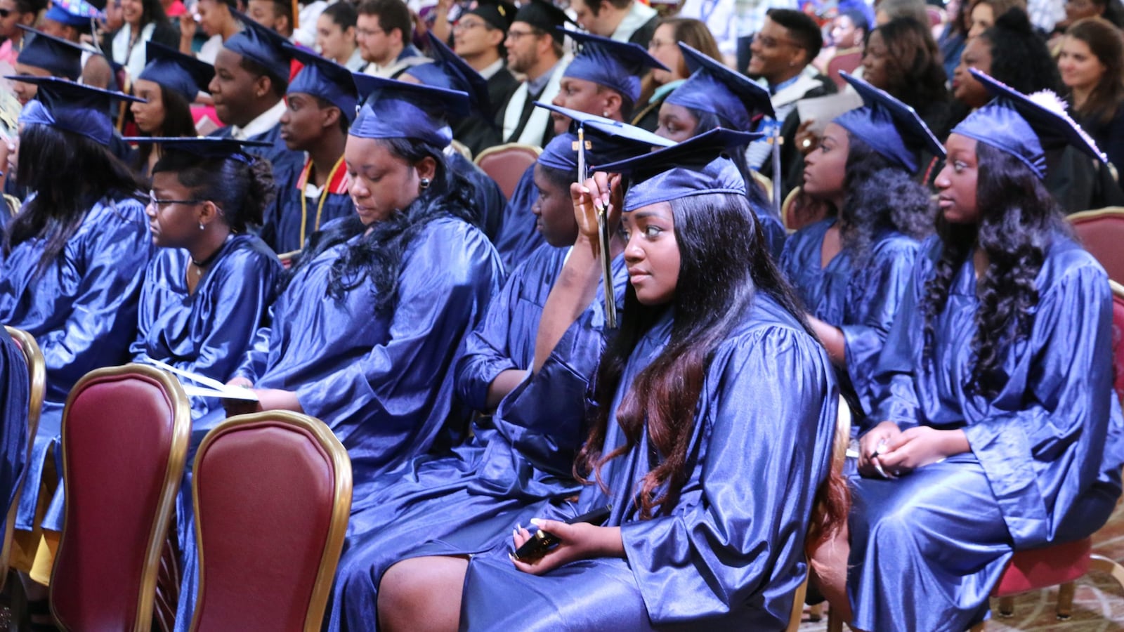 Students at KIPP Newark Collegiate Academy's graduation ceremonies in June 2018. This year's graduation events could be disrupted by the coronavirus pandemic.