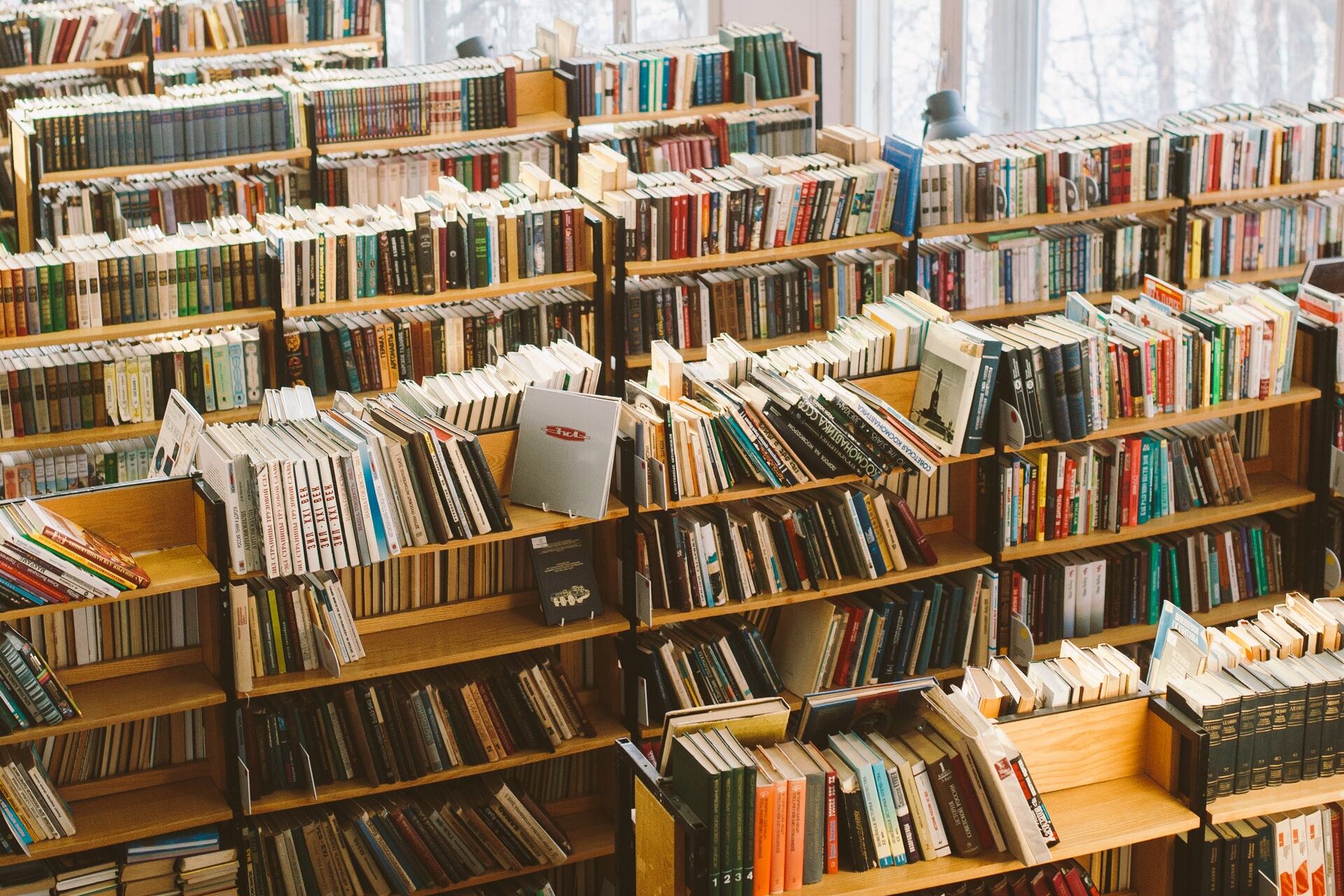 Library full of books.