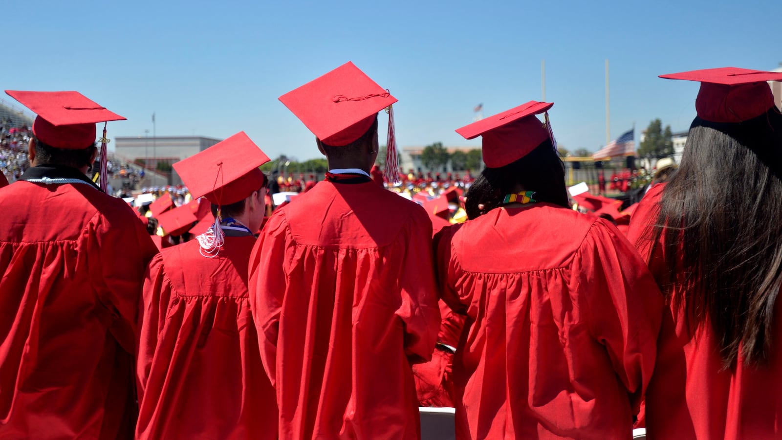 A high school graduation ceremony in California in June 2019.