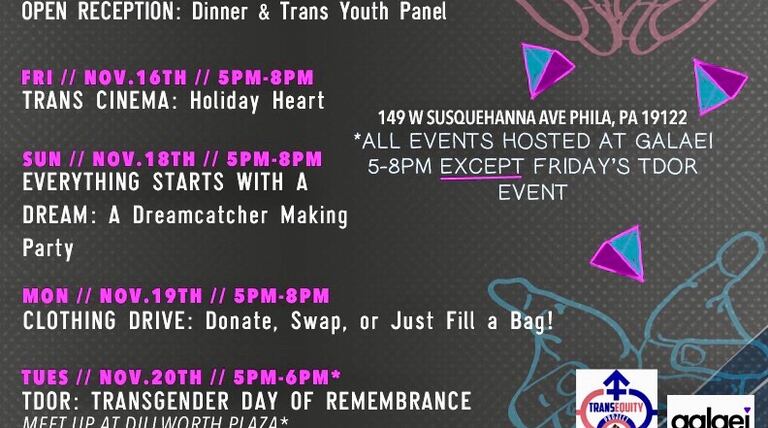 Philadelphia groups to mark Trans Awareness Week