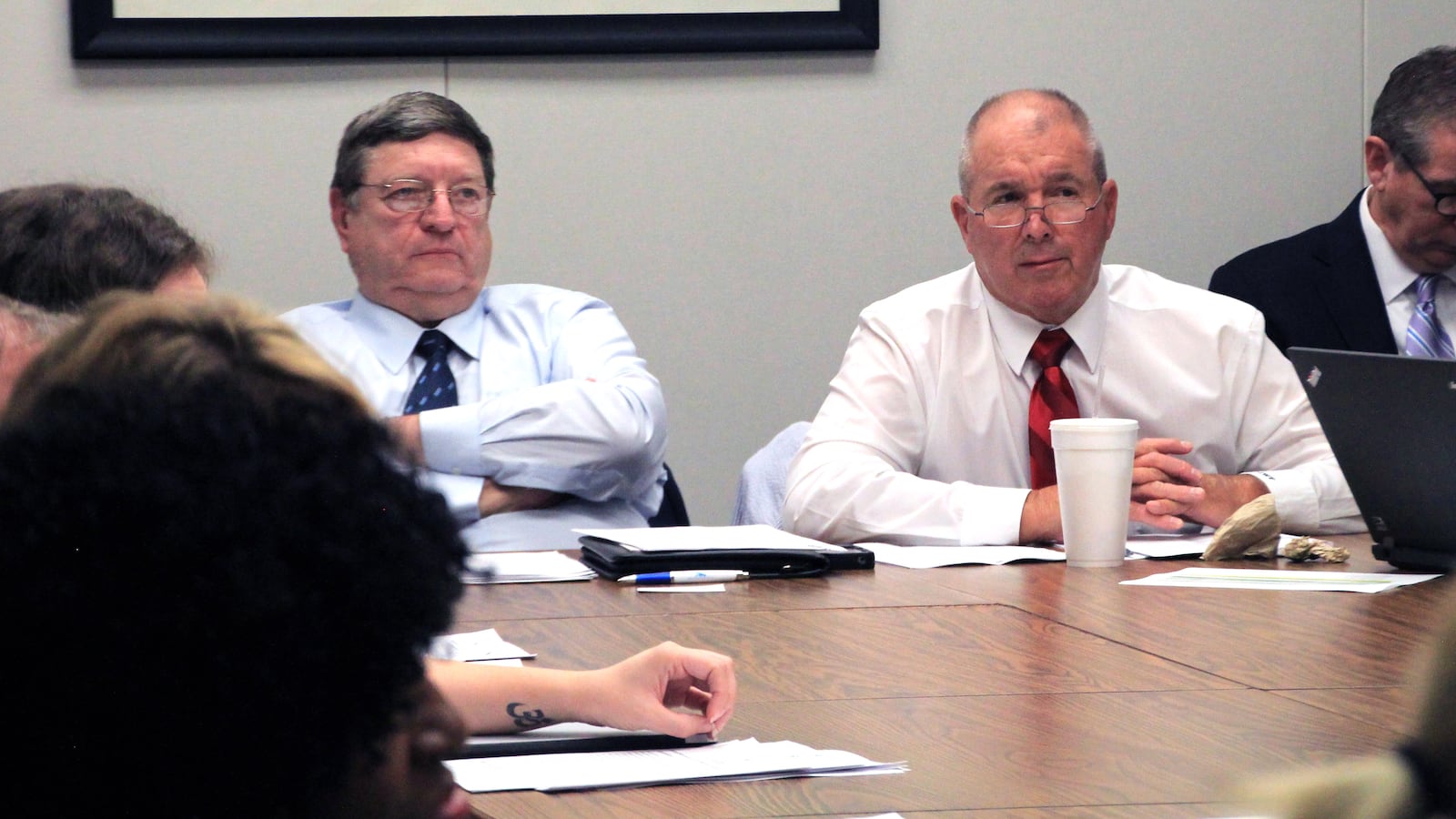From left: Reps. Harry Brooks and John Forgety lead a state education panel discussion in Nashville about the reauthorization of the federal Elementary and Secondary Education Act.